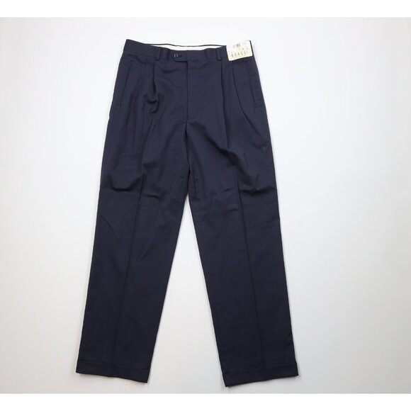 Deadstock Vintage 90s Streetwear Mens 36x32 Rayon Gabardine Wide Leg Chino Pants